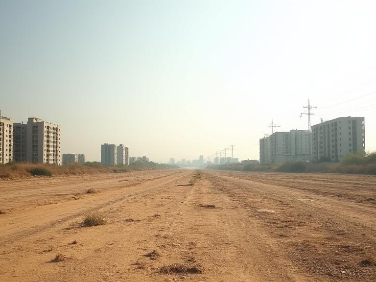 An empty plot of land at a corporate campus in Hinjewadi.