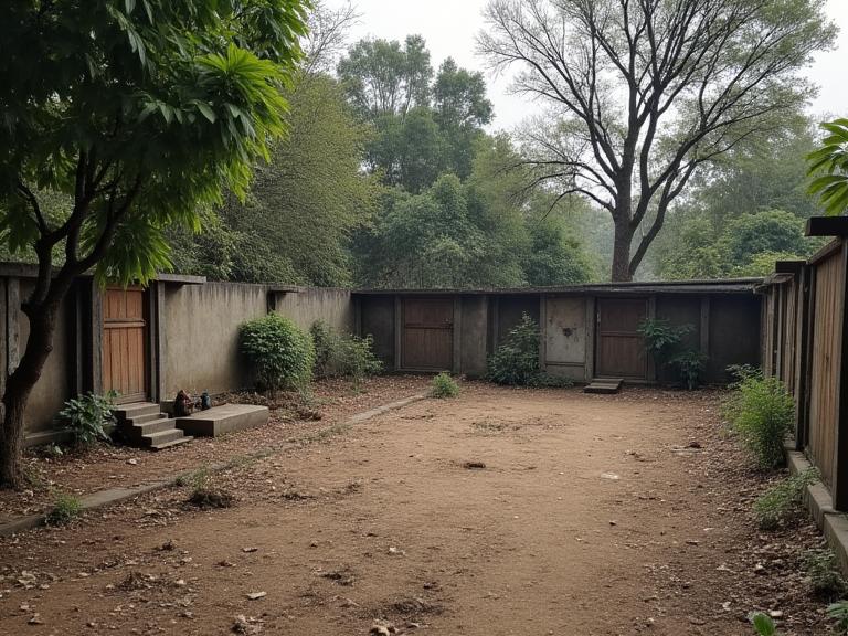 A barren, unused backyard in Koregaon Park.