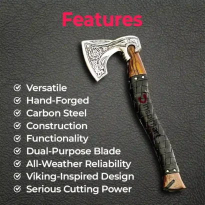 Features of Hand-Forged Viking Bearded Axe with Wood Handle
