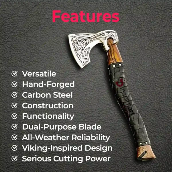 Features of Hand-Forged Viking Bearded Axe with Wood Handle