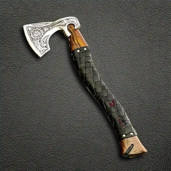 Hand-Forged Viking Bearded Axe with Wood Handle