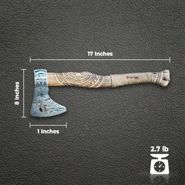 Measurement of Viking Inspired Rosewood Hand Forged Bearded Axe